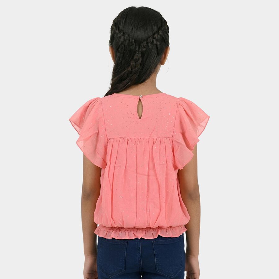 Girls' Pink Round Neck Graphic Printed T-Shirt, Pink, large