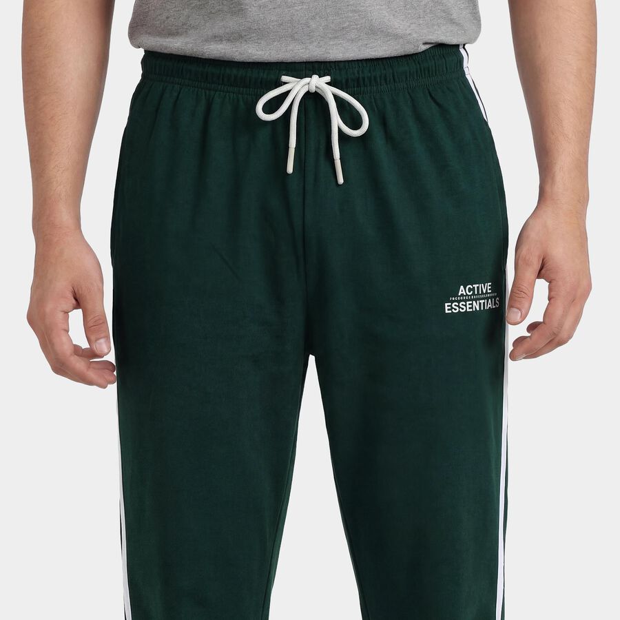 Men's Dark Green Slim Fit Jogger Track Pants, Dark Green, large