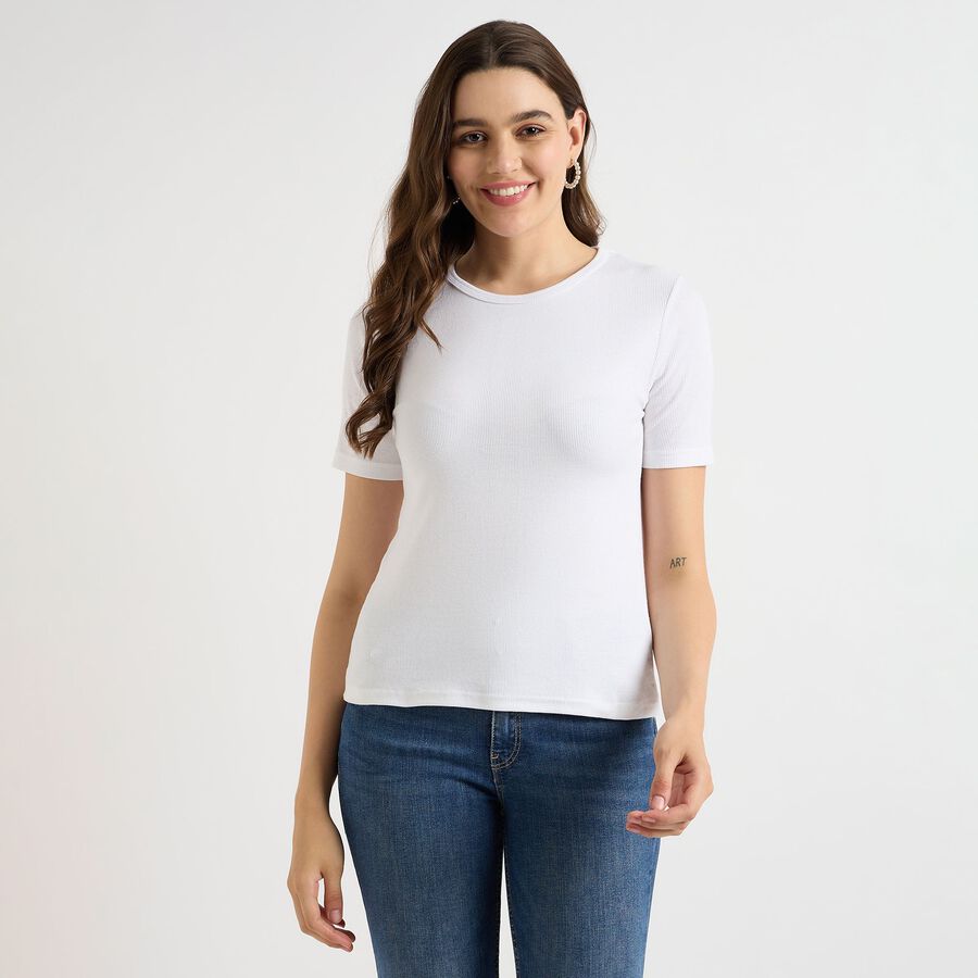Ladies' Round Neck T-Shirt, White, large image number null