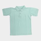 Boys Teal Cotton Blend Round Neck Casual T-Shirt, एक्वा, small