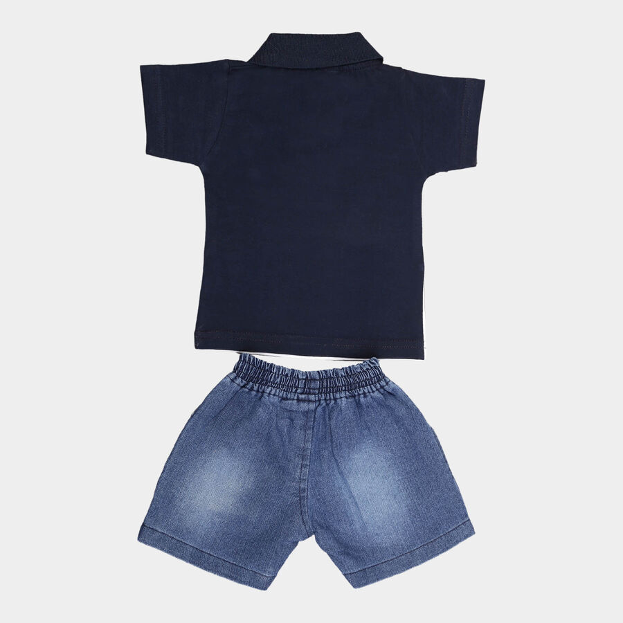 Infants Cut & Sew Baba Suit, Navy Blue, large image number null
