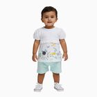 Infant Girl White Cotton Floral Top and Mint Green Shorts Set, एक्वा, small image number null