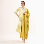 Women's Bright Mustard Yellow Embroidered Ethnic Set, Light Green, small image number null