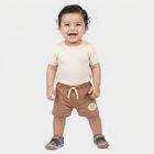 Infants' Brown Regular Fit Printed Half Pant, भूरा, small