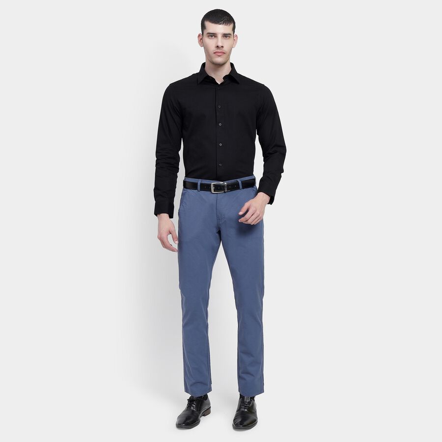 Men's Jet Black Cotton Regular Collar Formal Shirt, काला, large image number null