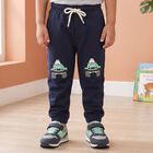 Boys' Navy Blue Jogger Graphic Printed Pyjama, Navy Blue, small