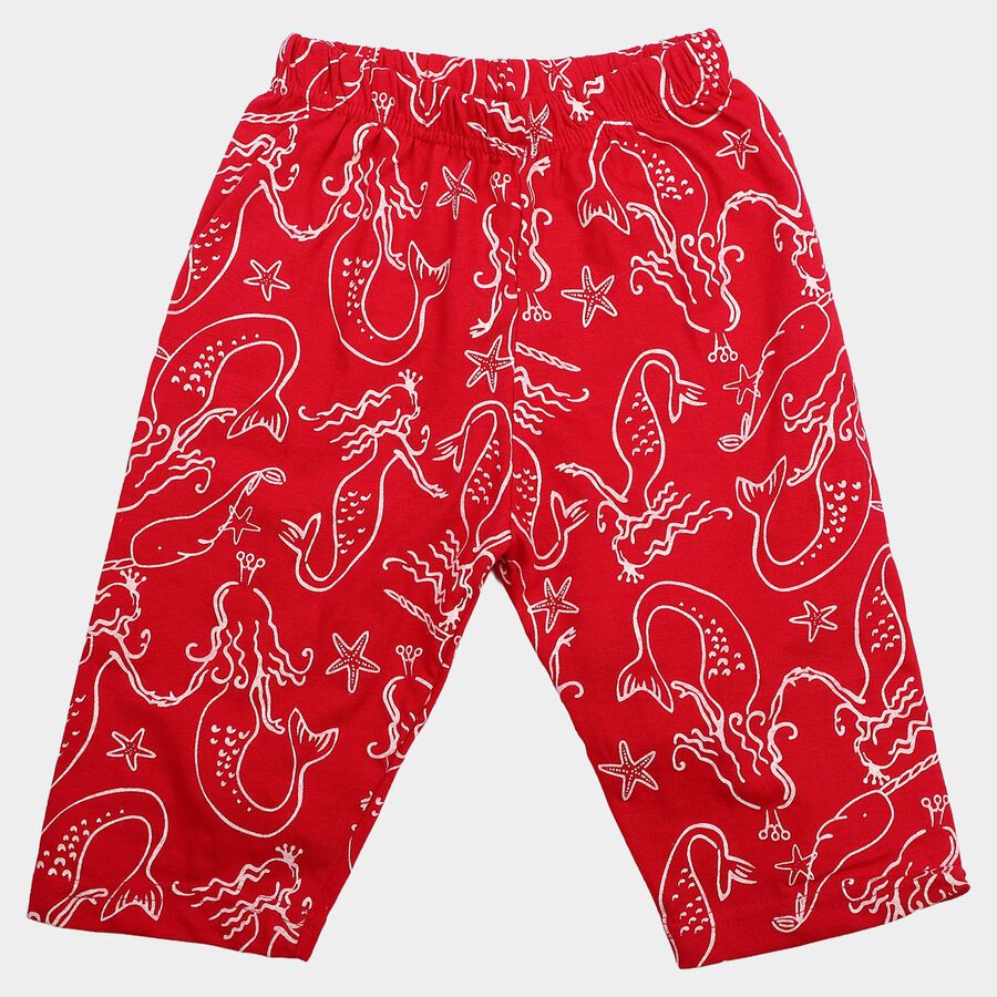 Girls' Pink Straight Fit Printed Capri, गुलाबी, large