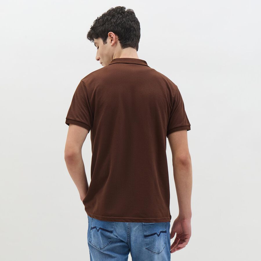 Men's Rich Chocolate Brown Polo Collar Classic T-Shirt, भूरा, large image number null