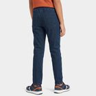 Boys' Navy Blue Straight Fit Drawstring Waist Jeans, Dark Blue, small