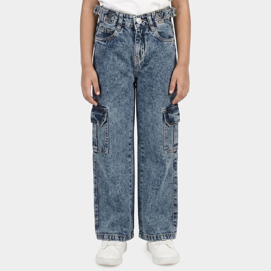 Girls' Jeans, Mid Blue, large