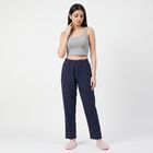 Women's Navy Blue Straight Fit Printed Lounge Pyjama, नेवी ब्लू, small