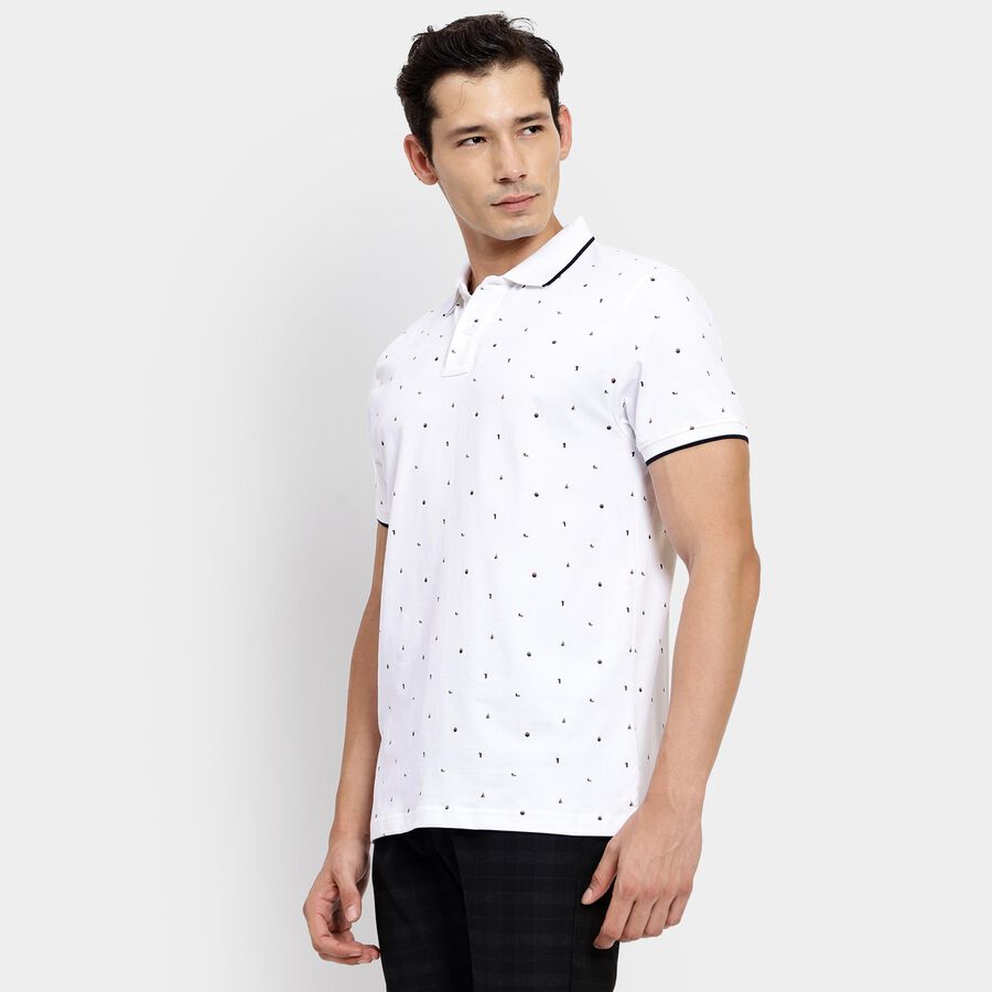 Men's Collared Half Sleeves T-Shirt, White, large image number null