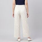 Women's Cream Regular Fit Printed Palazzos, Off White, small
