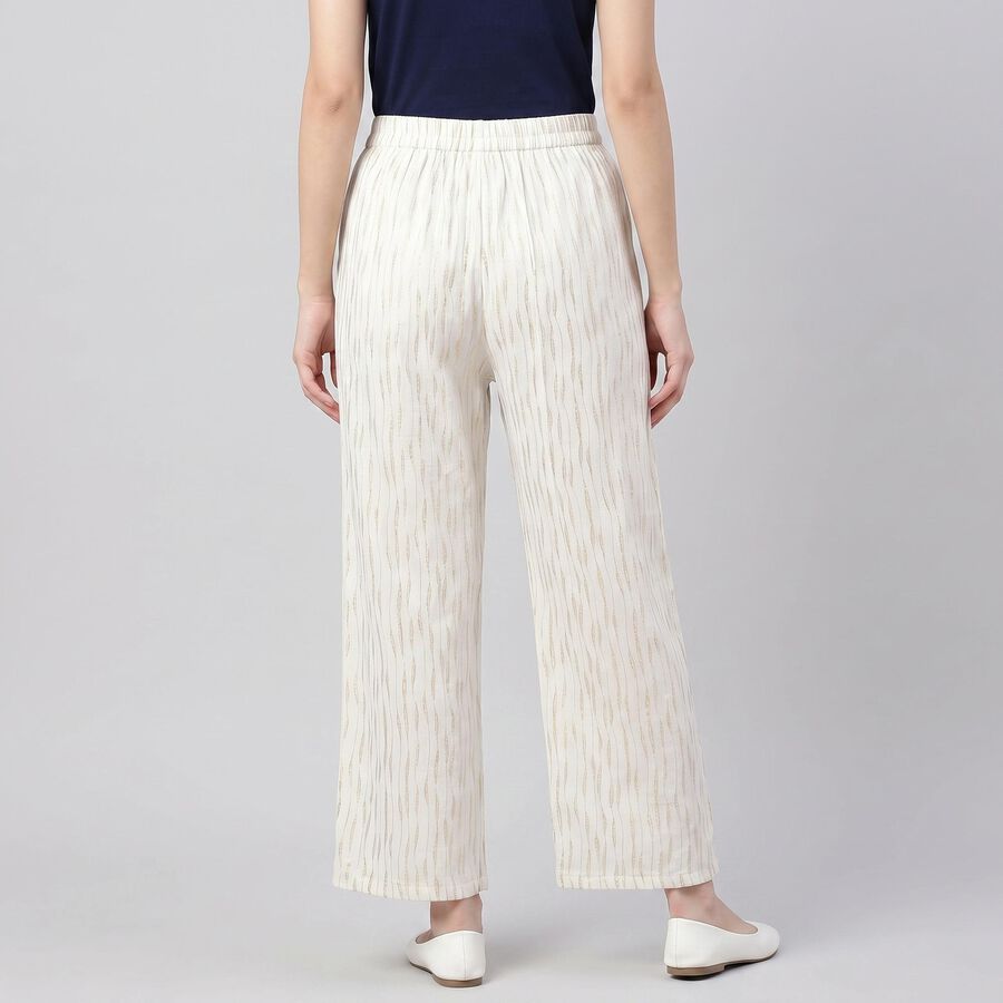Women's Cream Regular Fit Printed Palazzos, Off White, large