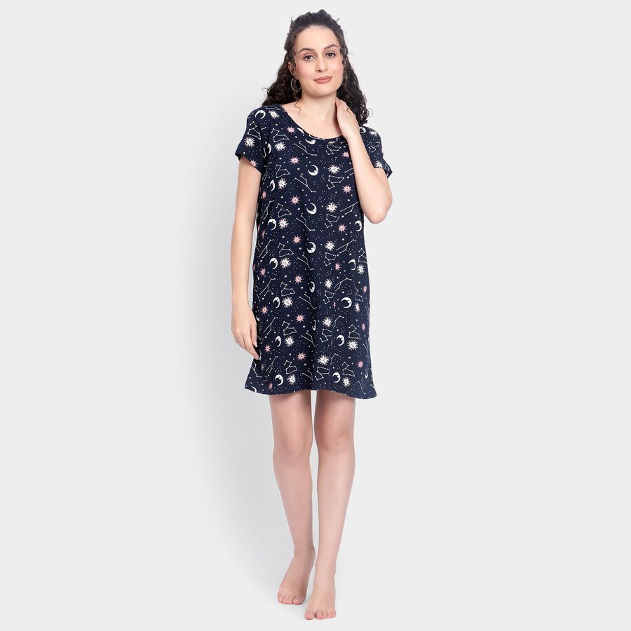 Ladies' Cotton Nighty , नेवी ब्लू, large image number null