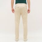 Men's Light Beige Slim Fit Tapered Casual Trousers, Beige, small