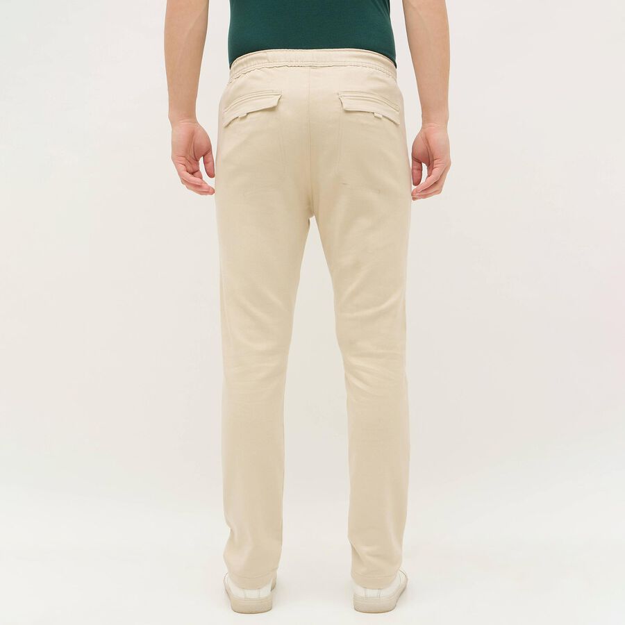 Men's Light Beige Slim Fit Tapered Casual Trousers, Beige, large