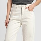 Women's White Straight Fit Solid Jeans, सफ़ेद, small