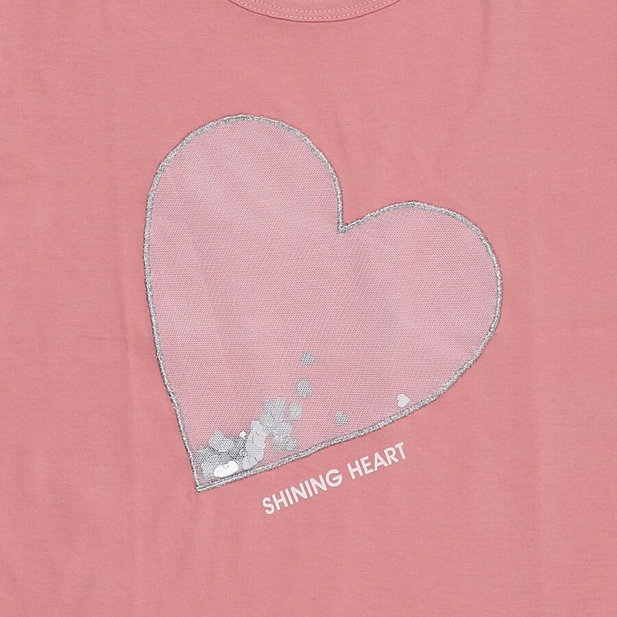 Girls Light Pink Cotton Round Neck Casual T-Shirt, हल्का गुलाबी, large image number null