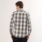 Men's Black and White Cotton Checkered Spread Collar Casual Shirt, Charcoal, small image number null