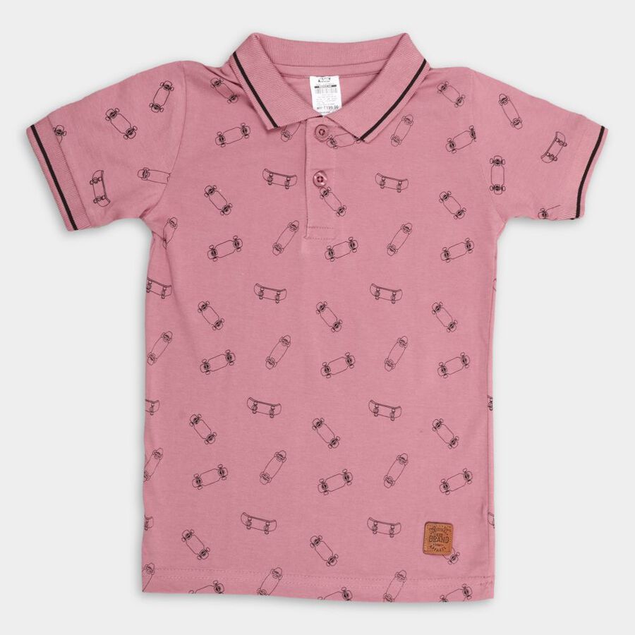 Boys' Cotton Half Sleeves T-Shirt, गुलाबी, large image number null