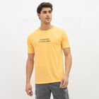 Men's Bright Yellow Round Neck Graphic T-Shirt, Yellow, small image number null
