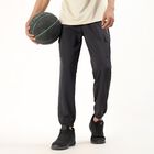 Men's Jet Black Relaxed Fit Cargo Track Pants, गहरा ग्रे, small image number null