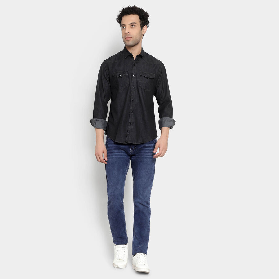 Cotton Solid Casual Shirt, Black, large image number null