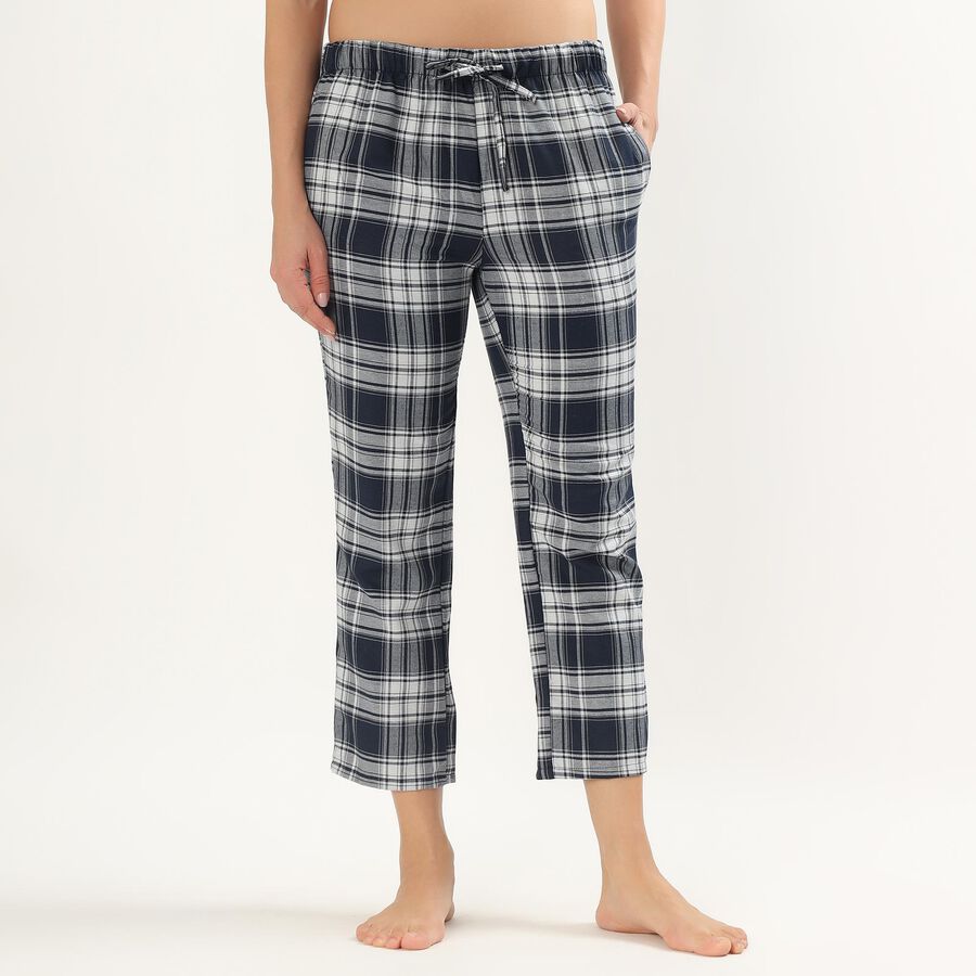 Women's Relaxed Fit Cotton Blend Pyjama, Navy Blue, large