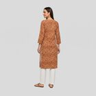Women's Brown Solid Straight Kurta, भूरा, small