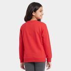 Girls' Coral Round Neck Pullover Sweatshirt, Coral, small