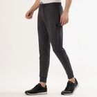 Men's Charcoal Grey Regular Fit Logo Accent Track Pants, Dark Grey, small image number null