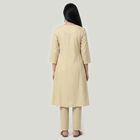 Women's Beige Cotton Embellished Ethnic Set, Beige, small