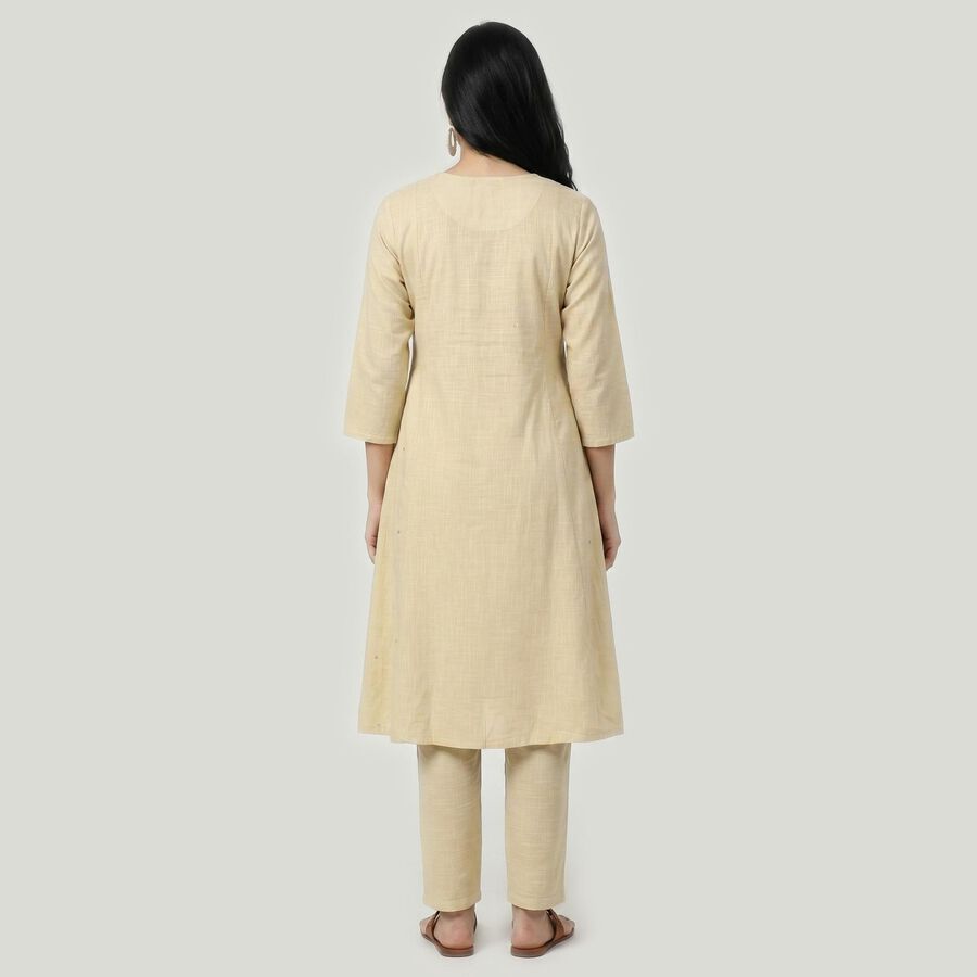 Women's Beige Cotton Embellished Ethnic Set, Beige, large