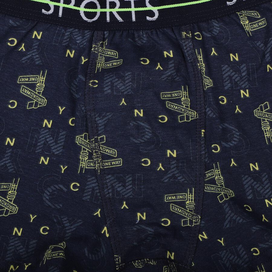 Boys' Navy Cotton Regular Fit Printed Briefs, Navy Blue, large