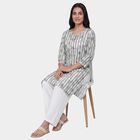 Women's Grey Notch Neck Textured Straight Kurta, Light Grey, small