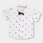 Infants' White Cotton Mandarin Collar Casual Shirt, White, small image number null