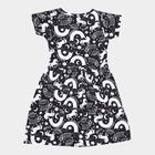 Girls Cotton Printed Frock, Black, small image number null