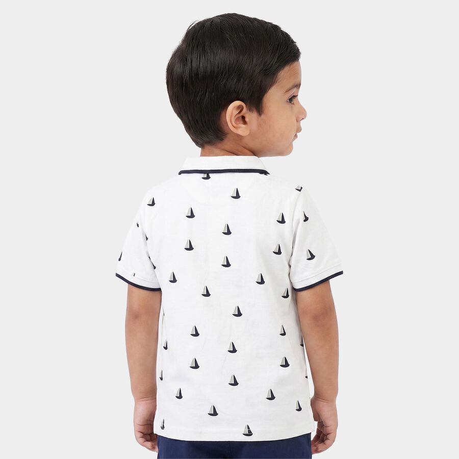 Boys White Cotton Polo Neck Polo Boys T-Shirt, सफ़ेद, large