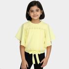 Girls Bright Yellow Round Neck Casual T-Shirt, Yellow, small image number null