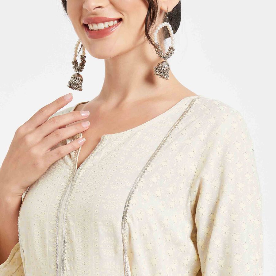 Printed Kurta, Off White, large image number null