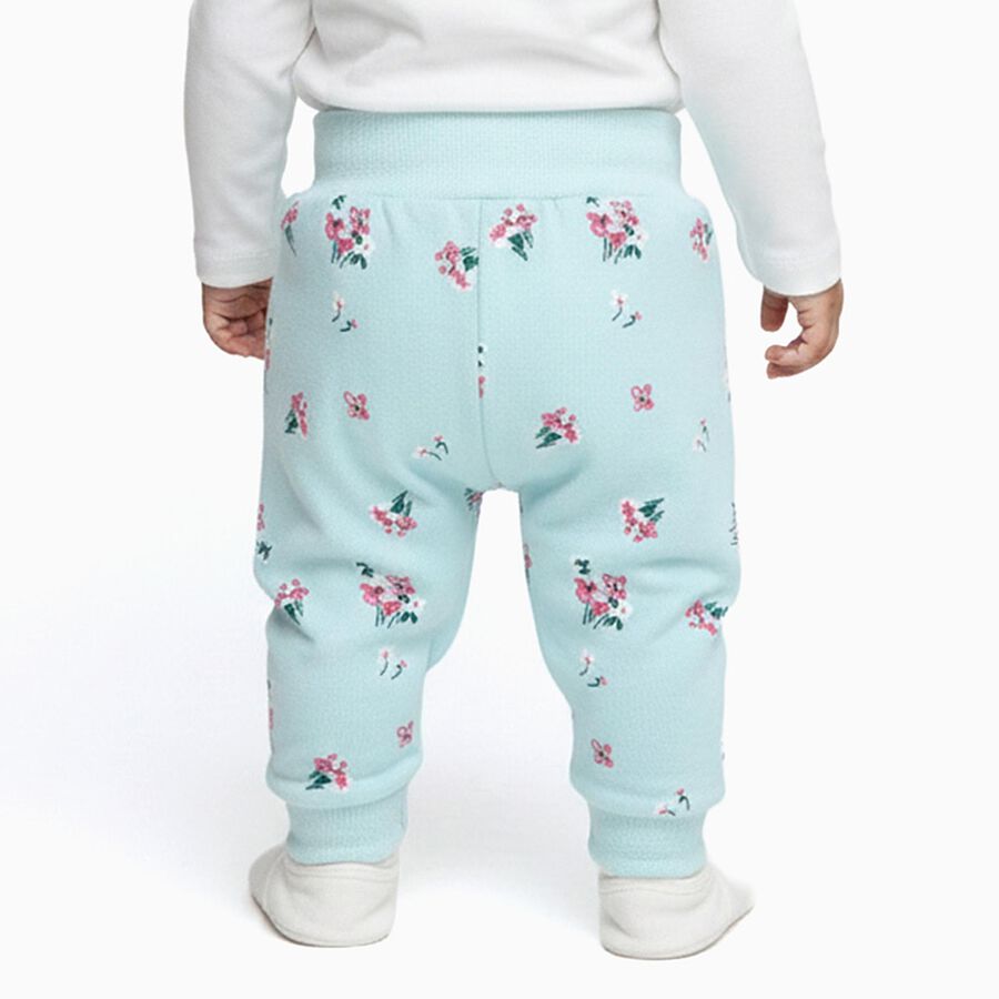 Infants Light Aqua Blue Floral Printed Cotton Pyjama, Light Green, large