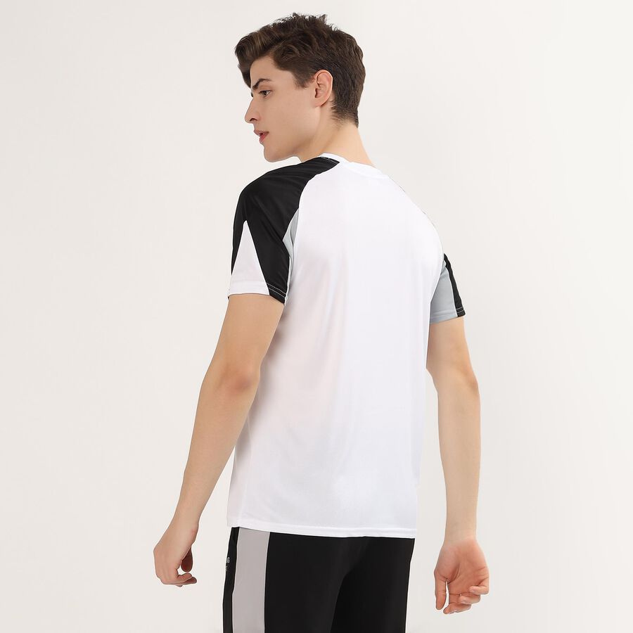 Men's Bright White Crew Neck Athleisure Drifit T-Shirt, सफ़ेद, large