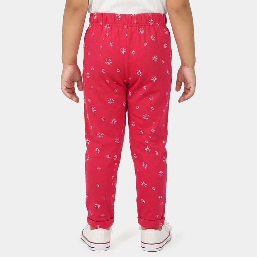 Girls Fuchsia Regular Fit Floral Printed Pyjama, रानी (फ्यूशिया), large