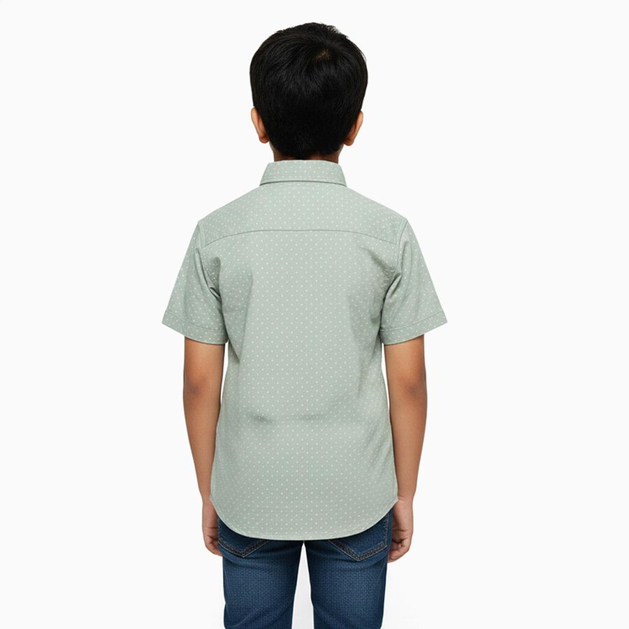 Boys Light Sage Green Cotton Half Sleeve Classic Casual Shirt, हल्का हरा, large image number null