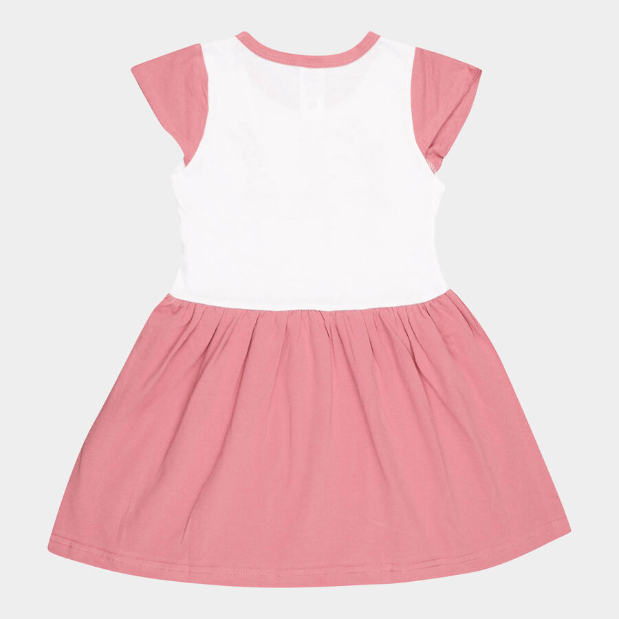 Girls Cotton Frock, Pink, large image number null