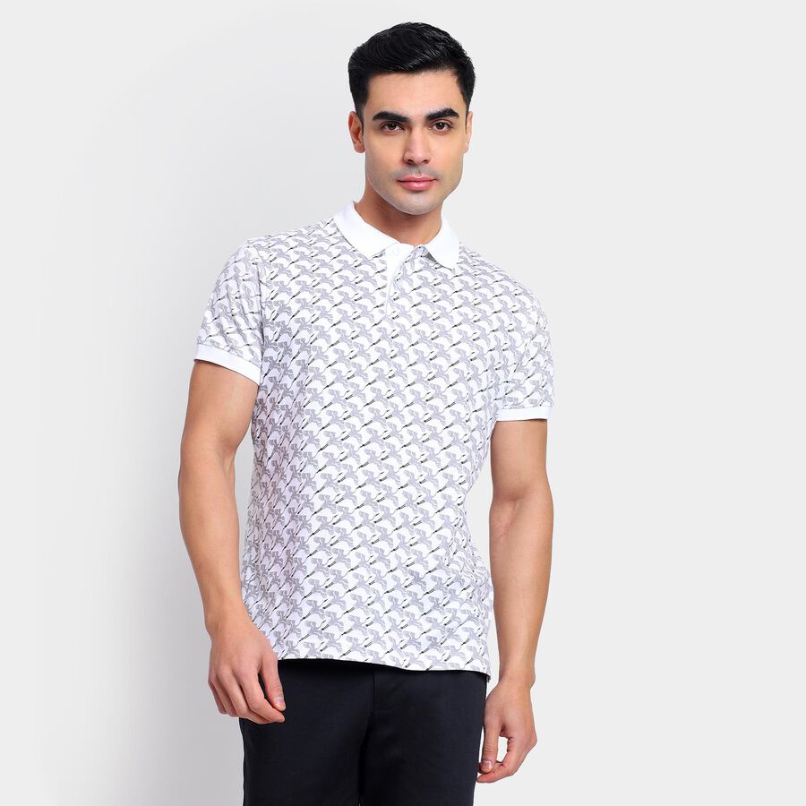 Men's 100% Cotton Collared Half Sleeves T-Shirt , सफ़ेद, large image number null