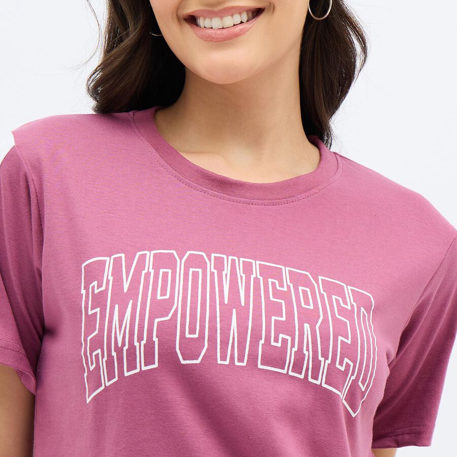 Ladies'Round Neck T-Shirt, Pink, large image number null