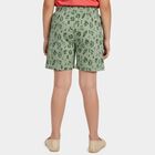 Girls' Green Regular Fit Printed Shorts, Light Green, small