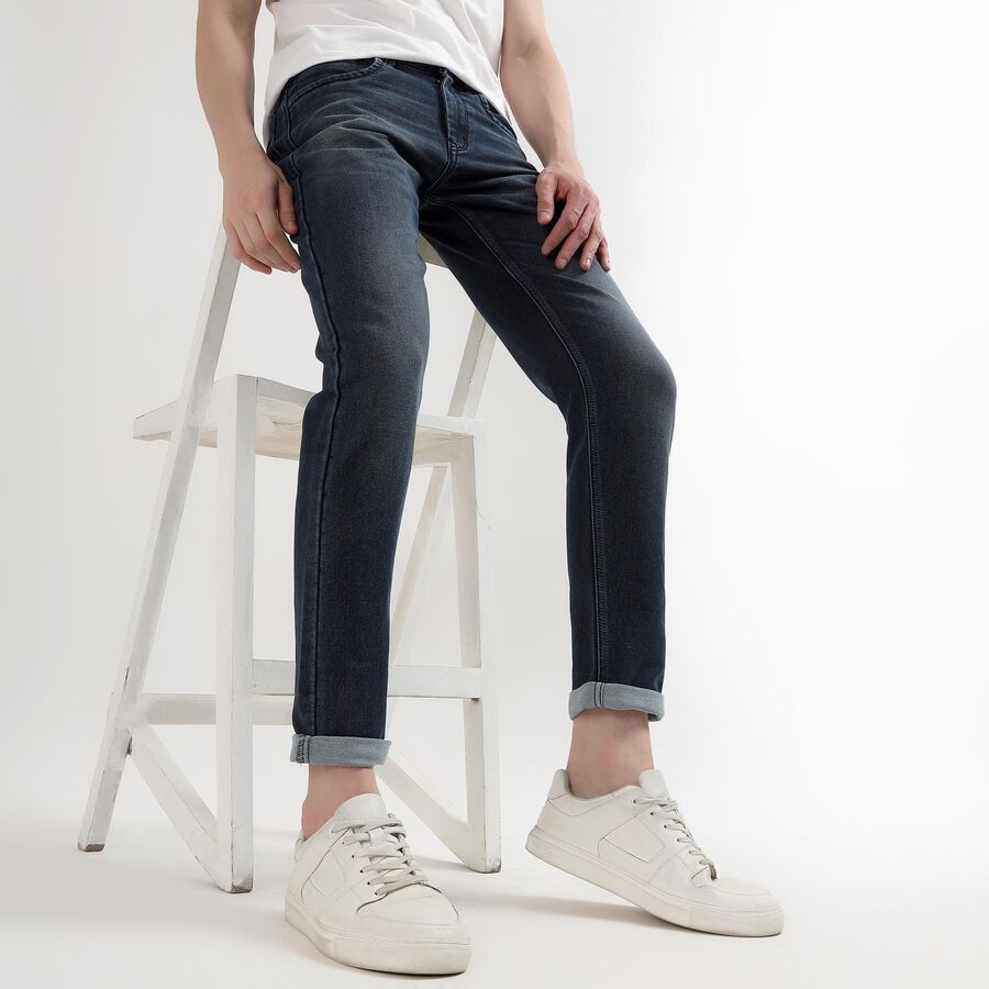 Men's Denim Slim Fit Jeans, गहरा नीला, large image number null